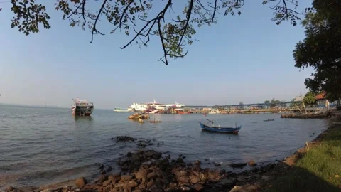 Jepara Timelapse Dermaga 1 Ship Leaving Port Sea Blue Sky Stock Footage 240161855
