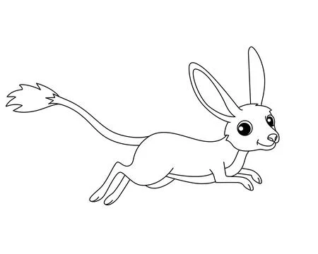 Jerboa, a small desert animal - vector line drawing for a children's coloring Stock Illustration
