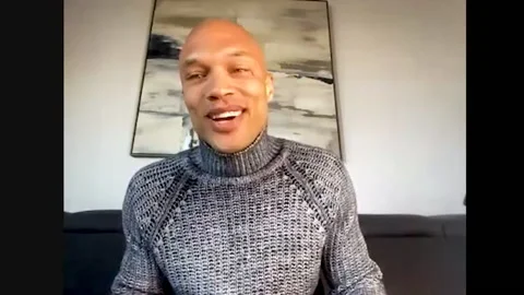 Jeremy Meeks is interviewed on zoom call for his role in new film 'Dutch' - 2021 Video stock 154383099