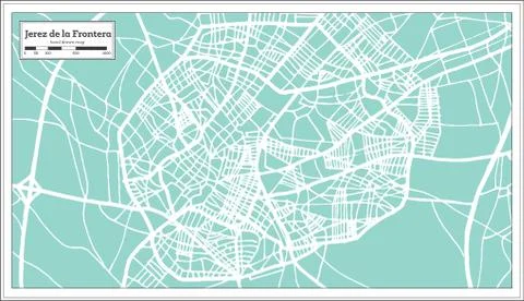 Jerez de la Frontera Spain City Map in Retro Style. Outline Map. Stock Illustration