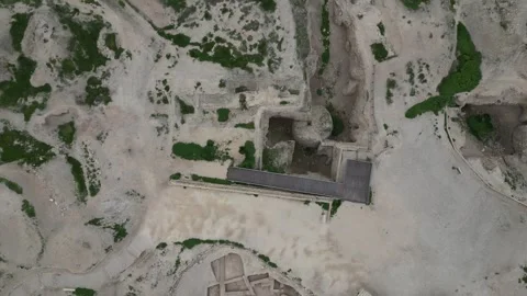 Jericho, Tell es-Sultan, Drone Descent to Stone Tower, Oldest City, 4K Stock Footage 297220442