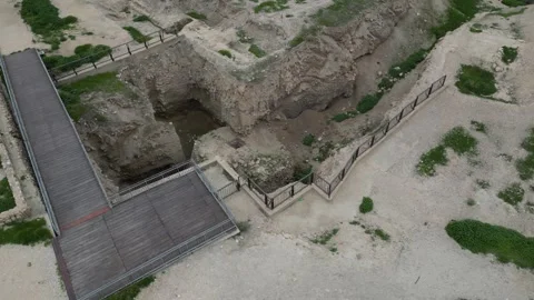 Jericho, Tell es-Sultan, Drone Clip of Stone Tower, Oldest City, 4K Stock Footage 297221956