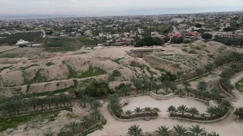 Jericho, Tell es-Sultan, Low Drone Circling World's Oldest City, 4K Stock-Footage 297220865