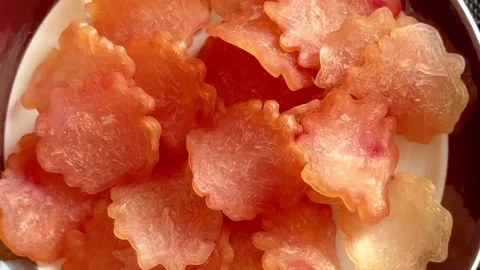 Jerky chicken dried poultry meat spices tasty snack fresh delicious Stock Footage 330419670