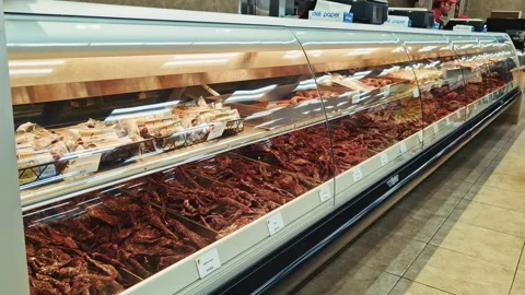 Jerky wall display inside buc ees store florida usa Stock Footage 315760017