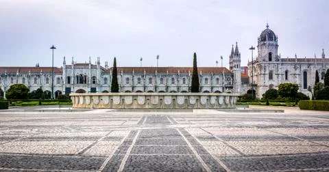 Jeronimos Monastery or Hieronymites Monastery. Stock Photos