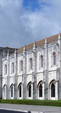 The Jeronimos Monastery or Hieronymites Monastery is located in Lisbon Stock Photos