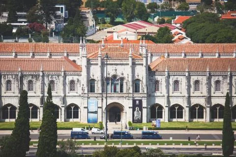 The Jeronimos Monastery or Hieronymites Monastery, near the Tagus river in th Stock Photos