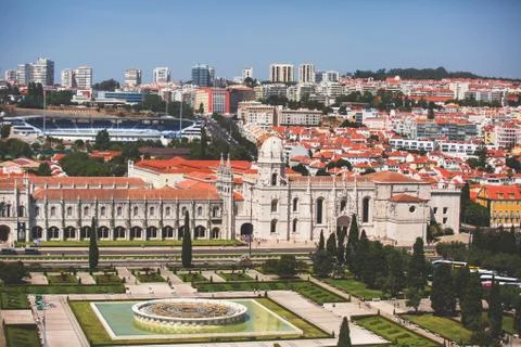 The Jeronimos Monastery or Hieronymites Monastery, near the Tagus river in th Stock Photos