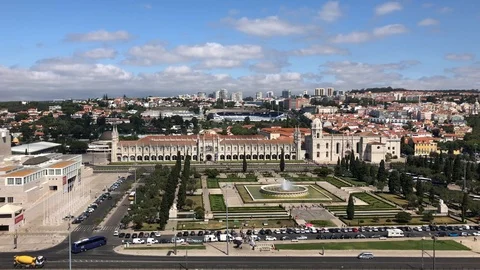 Jeronimos Monastery - view from Monument to the Discoveries, Lisbon, Portugal. 動画素材 118063094