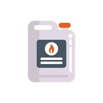 Jerrycan with flammable liquid showing warning sign flat icon design Stock Illustration