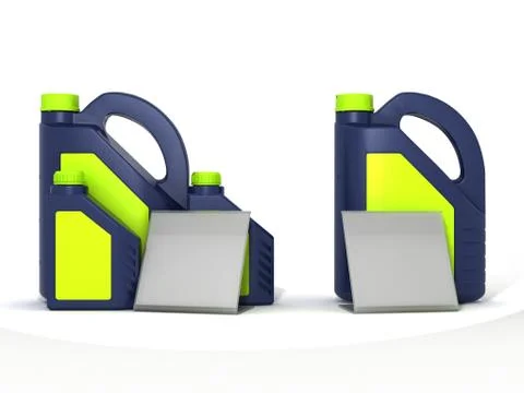 Jerrycans with car engine oil - isolated Stock Illustration