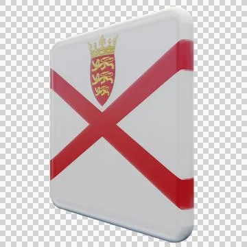 Jersey 3d illustration flag on pole. Wood flagpole Stock Illustration