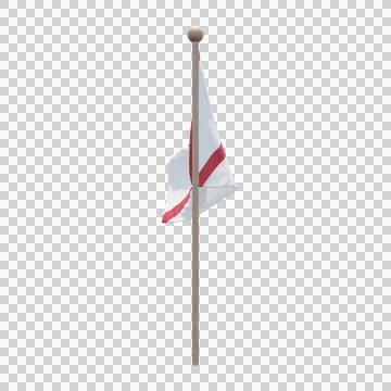Jersey 3d illustration flag on pole. Wood flagpole Stock Illustration
