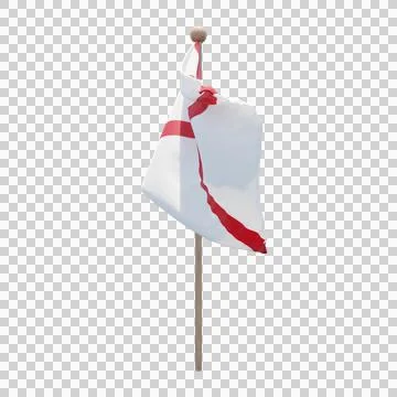 Jersey 3d illustration flag on pole. Wood flagpole Illustration