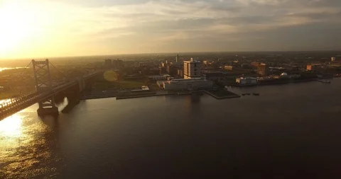Jersey and the Delaware River Stock Footage 114248770