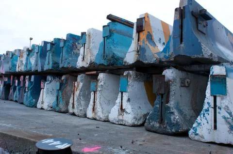Jersey Barriers Stacked Stock Photos