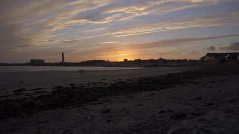 Jersey Channel Islands South Beach At Dusk 4K Stock Footage Stock Footage