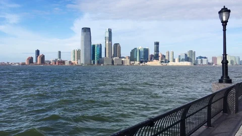 Jersey city from Manhattan Stock Footage 129167464
