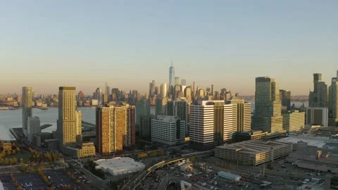 Jersey City NJ Residential Skyscraper Aerial Drone Footage Afternoon Stock Footage