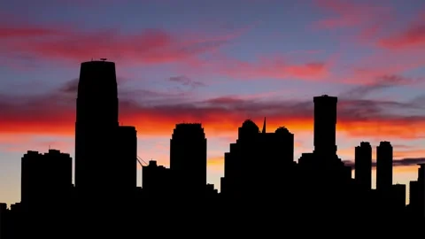 Jersey City Skyline at Dusk , Time Lapse  with Colourful Sky Stock Footage 276625475