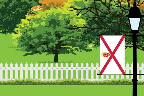 Jersey Day Trees Lamp Vector Illustration Stock Illustration