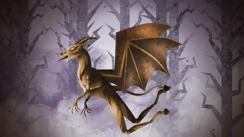 Jersey devil demon flying through a dark forest at night Video stock 342363866
