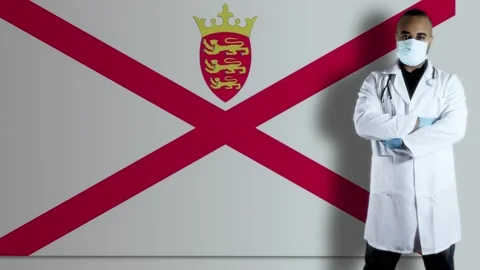 Jersey doctor with flag Video stock 153371061