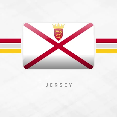 Jersey Flag Button 3D Glossy Icon Red Saltire Cross with Golden Plantagenet.. Stock Footage 332063291