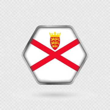 Jersey flag in a hexagon frame. Stock Illustration