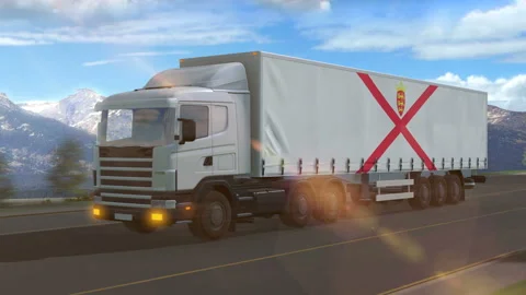 Jersey flag shown on the side of a large truck Stock Footage 122101132