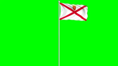 Jersey Flag Waving Fluttering on Wind Loopable Green Blue Screen Matte Stock-Footage 77579308