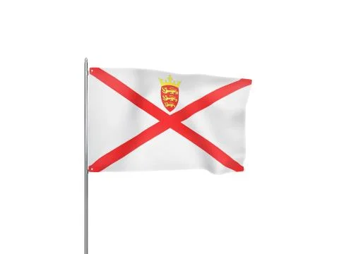 Jersey flag waving white background 3D illustration Stock Illustration
