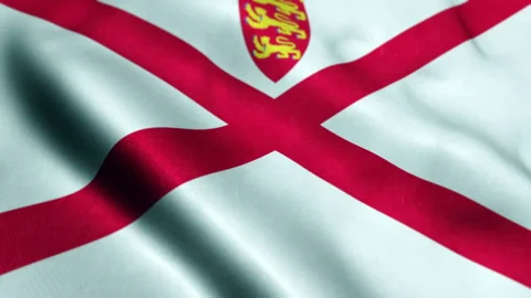 Jersey flag waving in the wind. Looping sun rises style. Animation loop 스톡 동영상 221453891