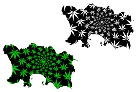 Jersey - map is designed cannabis leaf Stock Illustration