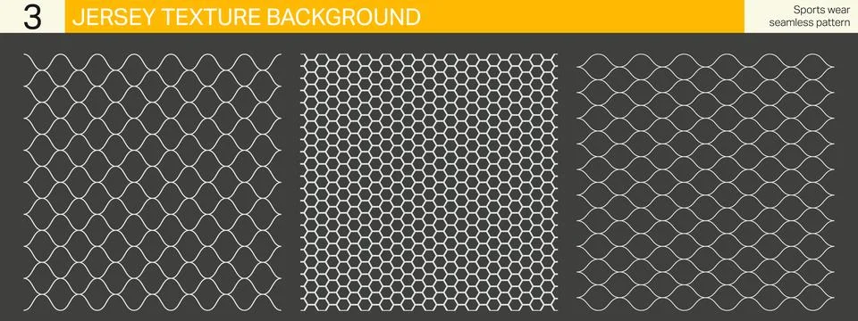 Jersey mesh fabric pattern collection. Breathable athletic textile bg. Stock Illustration