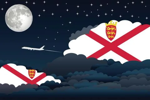 Jersey Night Clouds Airplane Vector Illustration Illustrazione stock