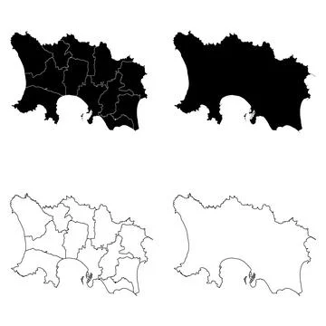 Jersey Outline and Solid Fill Map Set. Stock Illustration