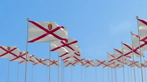 Jersey Row Of Flags 3D Animation Stock-Footage 148705315