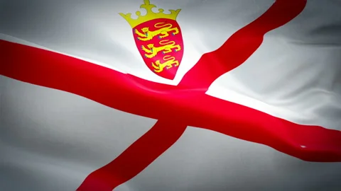 Jersey waving flag. 3d British Islanders Channel Island flag waving. Jersey Stock Footage 127076586