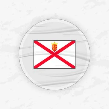 Jerseyman Flag in a Circular Emblem Design, Abstract Round Sticker Illustra.. Stock-Illustration