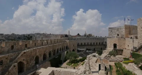 Jerusalem 4K David tower museum yard 24P Vídeo Stock 40747362