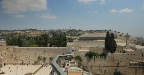 Jerusalem 4K Wailing wall pan 24P Stock Footage 41010475