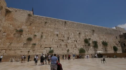 Jerusalem 4K Wailing wall wide 2 25P Stockbeeldmateriaal 41068475