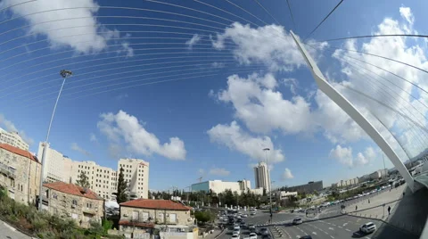 Jerusalem Bridge of Strings, Chords Bridge, time lapse, Israel Vídeo Stock 47186388