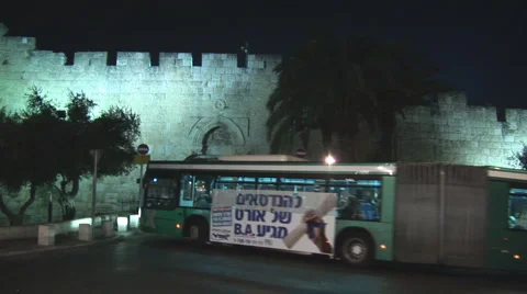 Jerusalem city bus Stock Footage 4280844