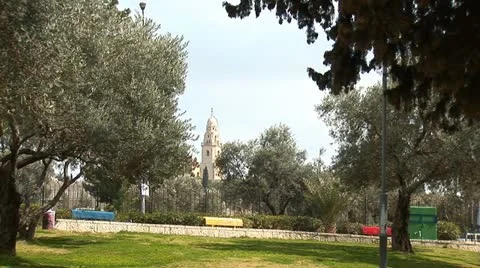 Jerusalem city park Stock Footage 12400944