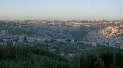 Jerusalem city sunset dolly time lapse Stock Footage