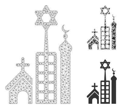 Jerusalem City Vector Mesh 2D Model and Triangle Mosaic Icon Stock Illustration