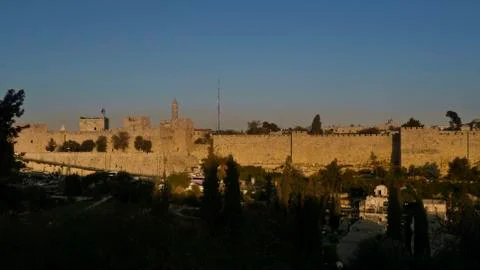 Jerusalem city walls Stock Photos
